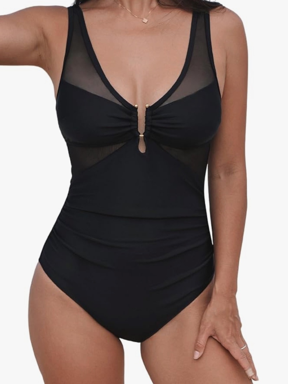 Cupshe Black One-Piece Swimsuit with Sweetheart Neckline